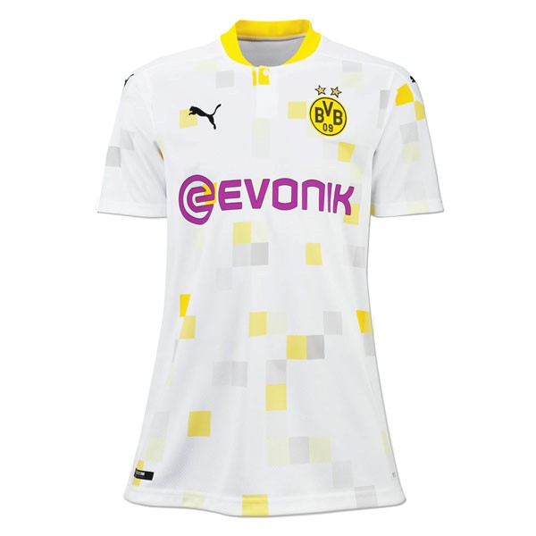 Trikot Borussia Dortmund Ausweich Damen 2020-21 Weiß Fussballtrikots Günstig